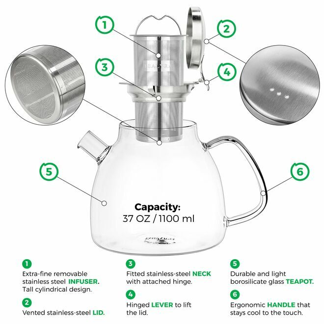 Lyra Glas Teekanne 1000ml